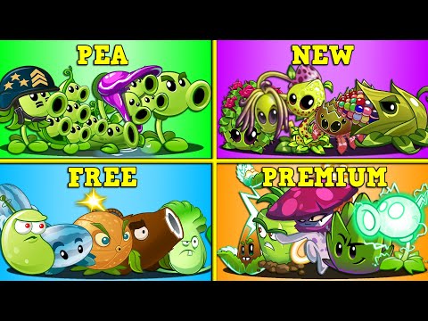 4 Team PEA x NEW x FREE x PREMIUM Battlez - Who Will Win? - PvZ 2 Teams Plants vs Team Plant