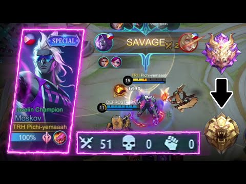 WHEN A MYTHICAL GLORY MOSKOV PLAYS IN MASTER RANK! EASY 51 KDA! - MLBB