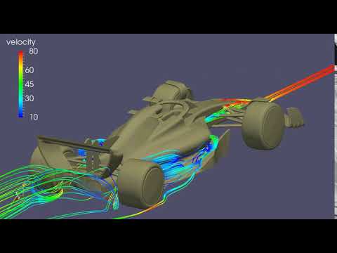 UFO-CFD (octree) F1 car streamlines #3