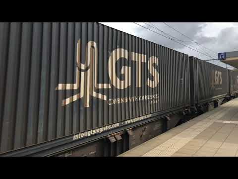 Railpool TRAXX 186 458 - 6 met containertrein te Merelbeke