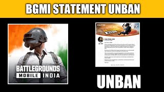 😍 BGMI UNBAN BGMI STATEMENT 😍