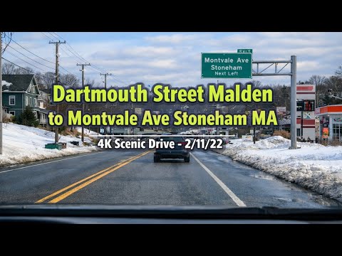 🚘 Dartmouth Street Malden to Montvale Ave Stoneham MA | 4K Scenic Drive - 2/11/22