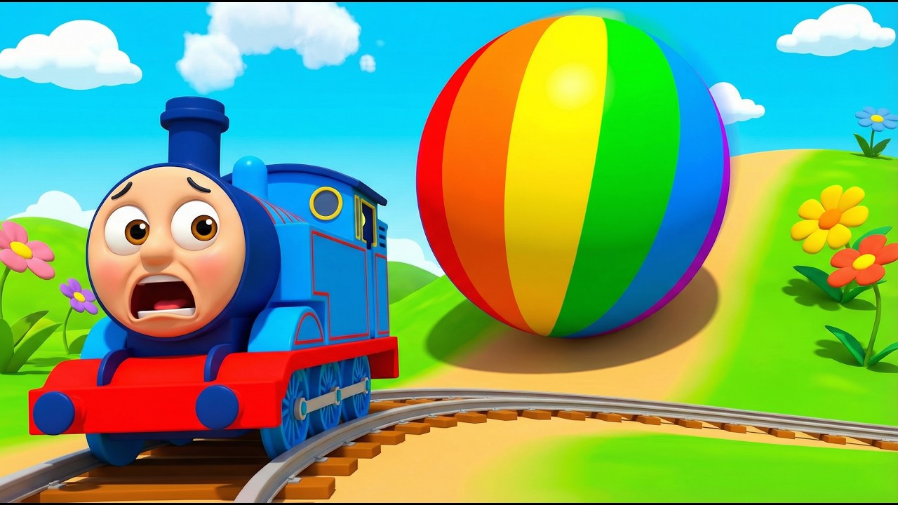 【踏切アニメ】あぶない！巨大ボールがせまってくる！？トーマスのハプニングレース 🚂⚽ 5 TRAIN Railroad Chase Accident Thomas