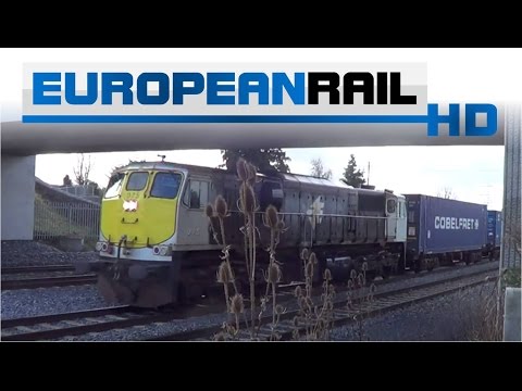 Irish Rail 071 loco 075 + containers pass Stacumny Bridge