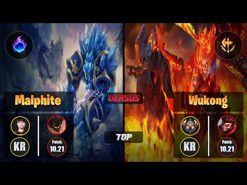 Sword MALPHITE (Top) [Arcane Comet] VS WUKONG - Challenger KR Patch 10.21