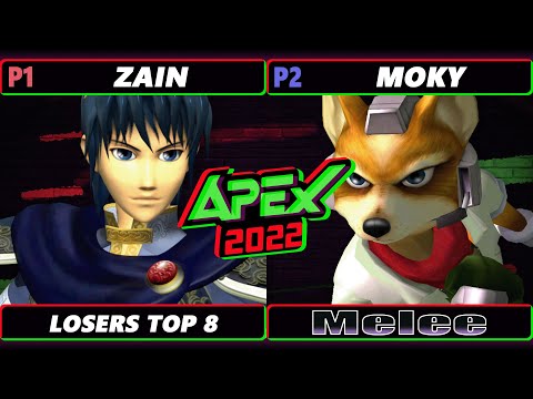 Apex 2022  - Moky (Fox) Vs. Zain (Marth) Smash Melee Tournament