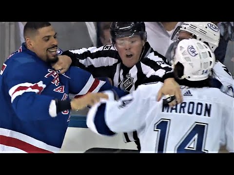 Emotions Rise at the End of Game 1 Between the Rangers and Lightning