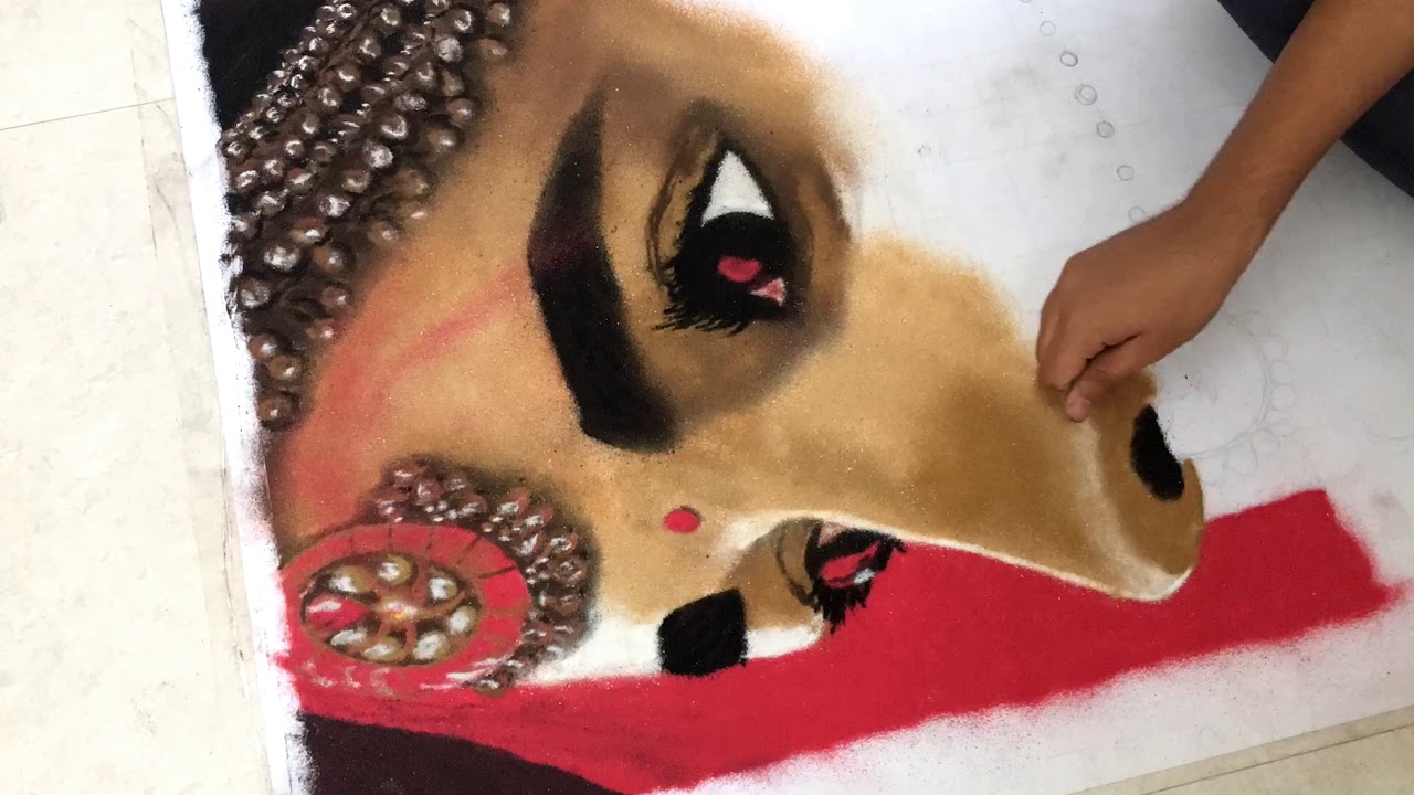 Portrait rangoli design of celebrity 