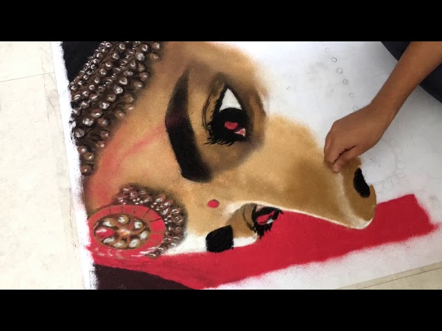 Portrait rangoli design of celebrity