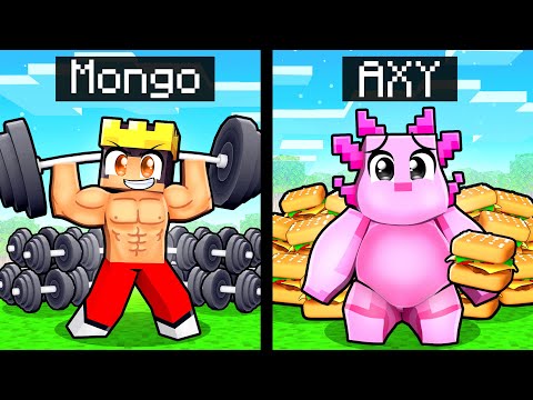 Strong MONGO vs Fat AXY Fitness Survival Battle Challenge in Minecraft