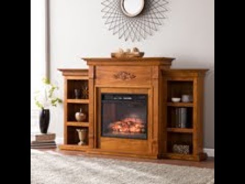 FI8543: Tennyson Infrared Fireplace w/ Bookcases - Glazed Pine