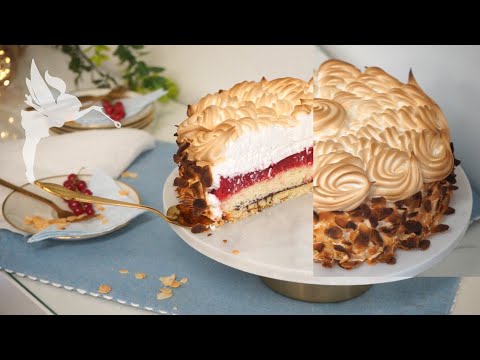 Fluffig, cremig, LECKERE Johannisbeer Baiser Torte - Baisertorte mit Johannisbeeren - Kuchenfee