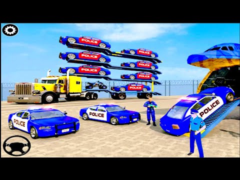 US Police Cars Transporter Truck - Helicopter Multi Level Car driver Android - Gameplay