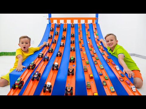 Vlad and Niki play with Toy cars and have fun with new Playsets