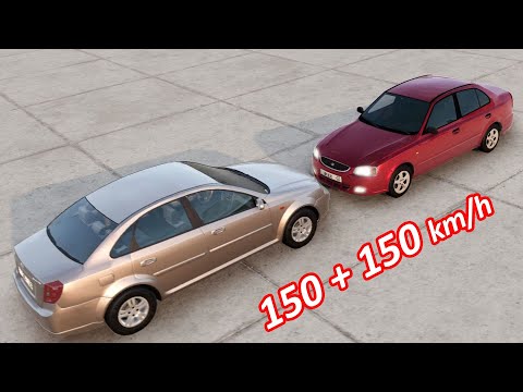 Hyundai Accent vs Daewoo Lacetti Crash Test BeamNG