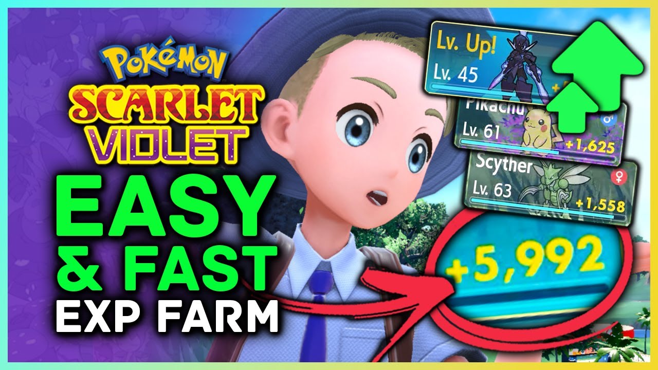 Pokemon Scarlet and Violet - Easy & Fast EXP Farm LEVEL UP FAST | 400000+ Points Per Hour