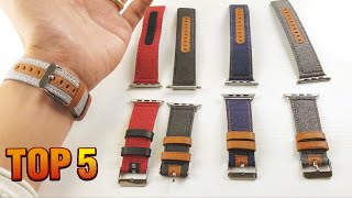 SKYLET Two Tone Canvas Fabric / Leather Fashionable Apple Watch Replacement Bands