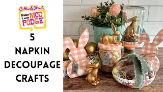 5 Napkin Decoupage Crafts for Spring and Easter Decor