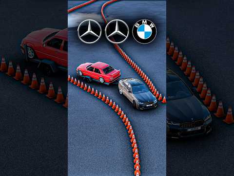 BMW vs 2x MERCEDES: DRIFT BETWEEN CONES with TRAILER 🤯