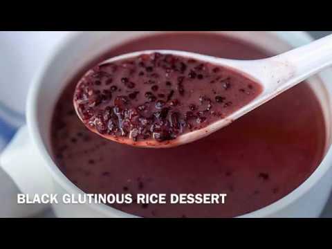 🍚 Black Glutinous Rice Dessert – Sweet & Creamy Asian Delicacy! 🌸