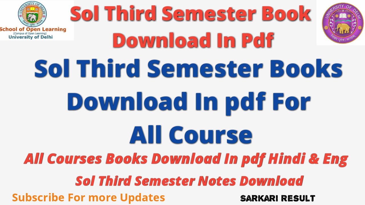 Sol Third Semester Books Download In pdf || Sol Third Semester Books in Hindi & English Download