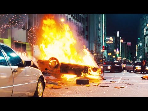FAST and FURIOUS: TOKYO DRIFT - City Chase / Han Dies (RX7 & EvoX vs 350Z & 350Z) #1080HD