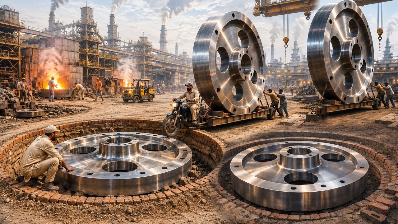 Amazing Recycling & Manufacturing Process – Giant Sugar Mill Wheel Made by Pakistani Mechanics 🔥