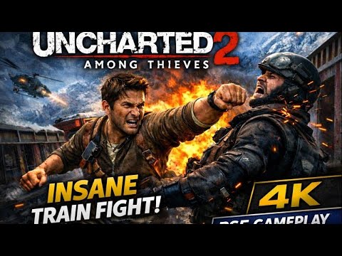 Uncharted: 2 Amazing Train Fight Scene 4k PS5 Gameplay