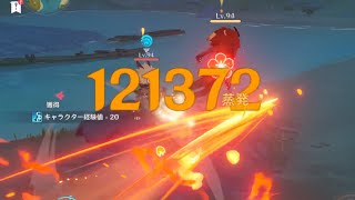 完凸胡桃単騎で蒸発起こすとこんなもん【原神】