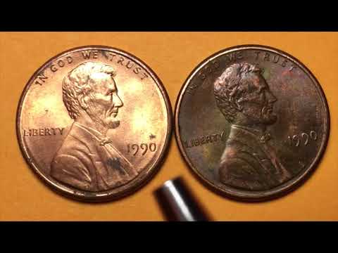 US Penny 1990 - 2 Versions of the United States One Cent Lincoln Memorial Coins