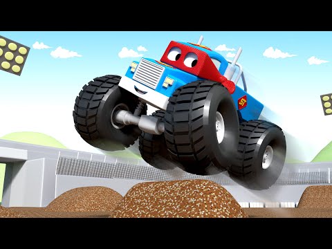 Carl Super Ciężarówka -  Marley Monster Truck - Mieście Samochodów 🚚 ⍟ Bajki Dla Dzieci