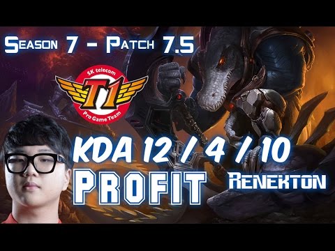 SKT T1 Profit RENEKTON vs RIVEN Top - Patch 7.5 KR Ranked