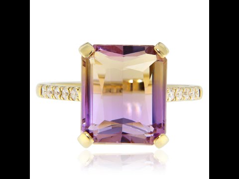 Inel Aur Galben 14k Ametrin Diamante Naturale - Stralucire Distinctiva