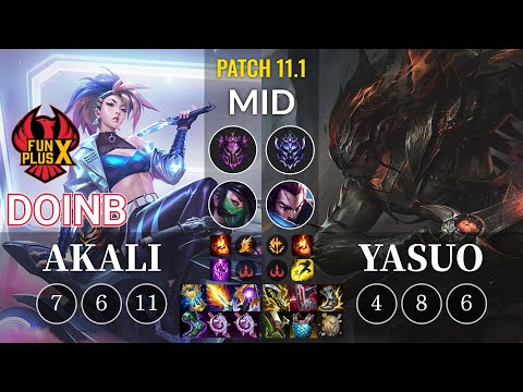 FPX Doinb Akali vs Yasuo Mid - KR Patch 11.1