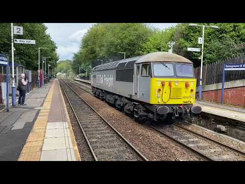 Diesel Freight Railway Trains Passing Through Ramsgreave & Wilpshire Station Blackburn 14/09/2023