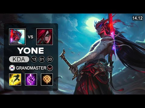 Yone vs Katarina Mid - KR Grandmaster - Patch 14.12 Season 14