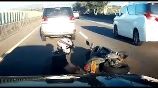 【車禍影片】 重機原本貼在本車後面，超車沒多久就車禍，我煞住了不過後面的車沒煞住也導致追撞，保持安全距離真的很重要！（2023.05.29 台68線南寮往竹東方向