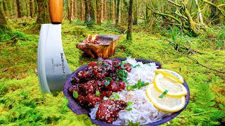 Lemon Crunchy Chicken cooked in the middle of the forest. ASMR cooking. NO TALK