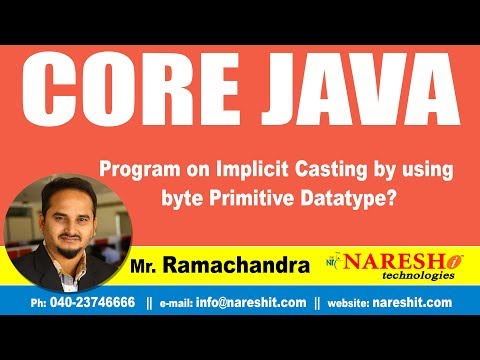 Program On Implicit Casting By Using Byte Primitive Datatype Java Tutorial By Mr Ramachandra