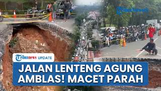 Penampakan Udara Kemacetan Imbas Jalan Lenteng Agung Jaksel Amblas, Cuma Bisa 1 Lajur