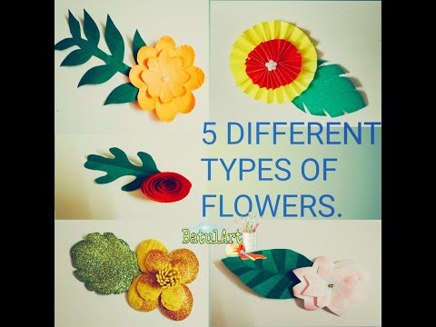Easy flower making| handmade paper flowers|5 different types of flower making|
