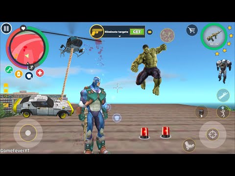 Rope Hero: Vice Town (Rope Hero & Green Hulk) VFX Hulk Kick to Rope Hero Car - Android Gameplay HD