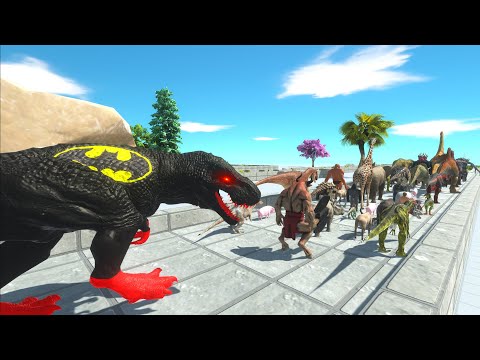 RACE ESCAPE FROM BATMAN T REX - Animal Revolt Battle Simulator