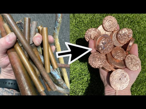 Melting Copper - Coins From SCRAP Copper Pipes - 1100°C+  ASMR Metal Melting - Molten Copper