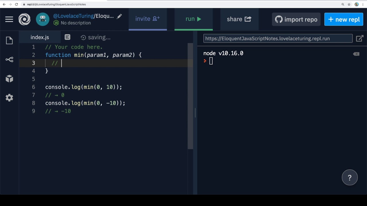Eloquent JavaScript Read-Along - Functions - Exercises - Minimum