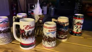 Budweiser Christmas Steins for sale, see description below for details