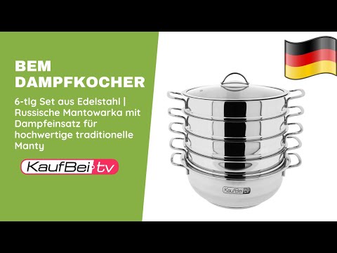 BEM Dampfkocher aus Edelstahl 18/10 mit Glasdeckel, 6-tlg.