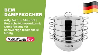 BEM Dampfkocher: 6-tlg Set aus Edelstahl | Russische Mantowarka mit Dampfeinsatz