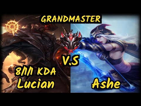 Uzi (LUCIAN) vs ASHE - 8/1/1 KDA BOTTOM ADC GAMEPLAY - KR Ranked GRANDMASTER