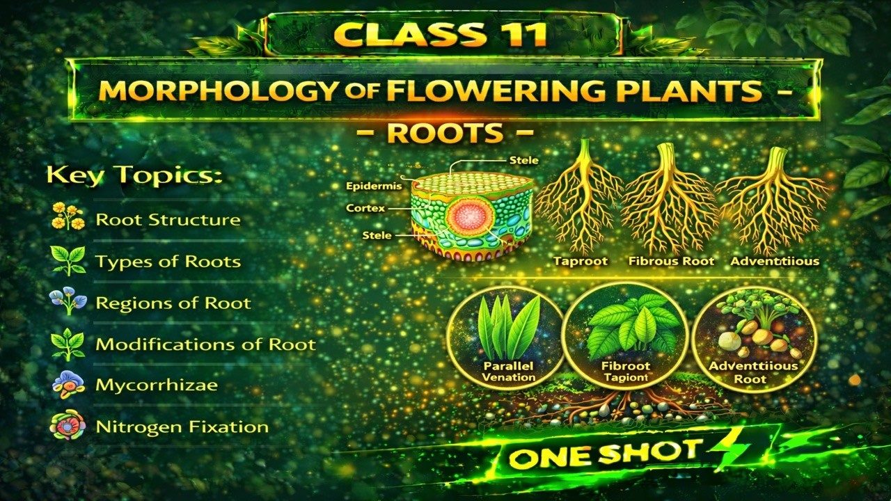 CBSE Class 11 || Biology || Morphology of Flowering Plants-Roots || Animation || in English